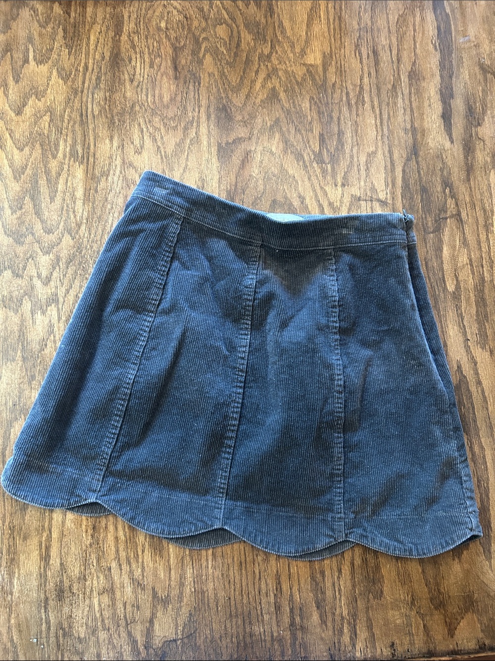 Altar'd State Charcoal Scalloped Hem Corduroy Mini Skirt